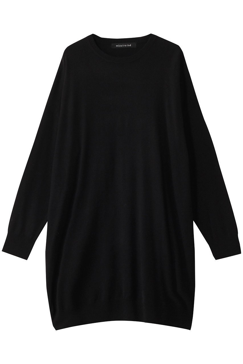 【ミズイロ インド/mizuiro ind】のcrew neck wide tunic チュニック インテリア・キッズ・メンズ・レディースファッション・服の通販 founy(ファニー) 　ファッション　Fashion　レディースファッション　Fashion for Women　ワンピース　Dresses　チュニック　Tunic Tops & Dresses　スラックス　Slacks, Dress Pants　チュニック　Tunic, Long Top　デニム　Denim, Jeans Material　ロング　Long, Long-Length　ワイド　Wide, Wide Fit　定番　Standard, Basic Item　black|ID: prp329100004606978 ipo3291000000032883239