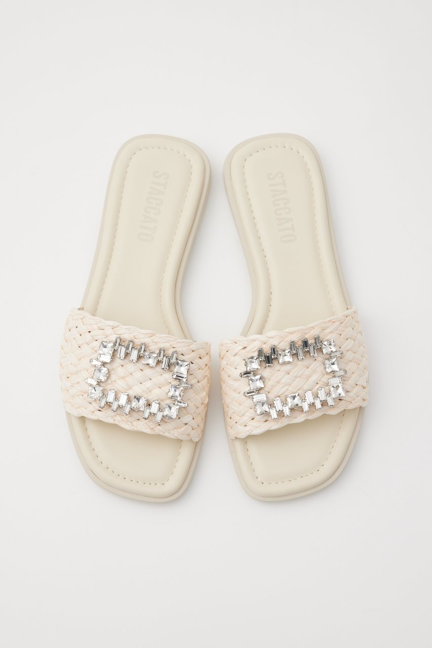 【スタッカート/STACCATO】のセーヌフラットサンダル インテリア・キッズ・メンズ・レディースファッション・服の通販 founy(ファニー) 　ファッション　Fashion　レディースファッション　Fashion for Women　クッション　Cushion, Throw Pillow　サンダル　Sandals, Summer Shoes　ストーン　Stone, Gem-Like　フラット　Flat, Flat Shoes　ラフィア　Raffia, Natural Straw　ルーズ　Loose, Oversized　夏　Summer　軽量　Lightweight, Ultra Light　ベージュ|ID: prp329100004606993 ipo3291000000034940480