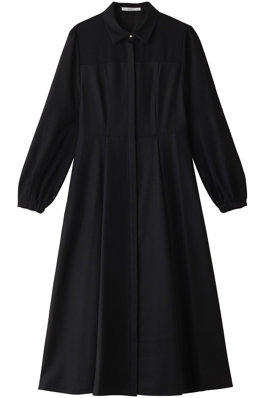 【アナイ/ANAYI】のシアーコンビフレアワンピース インテリア・キッズ・メンズ・レディースファッション・服の通販 founy(ファニー) 　ファッション　Fashion　レディースファッション　Fashion for Women　ワンピース　Dresses　チュニック　Tunic Tops & Dresses　シルク　Silk, 100% Silk　チュニック　Tunic, Long Top　パーティ　Party, Party Style　フィット　Fit, Slim Fit　フレア　Flare, Flared　ロング　Long, Long-Length　ネイビー|ID: prp329100004607002 ipo3291000000032883721