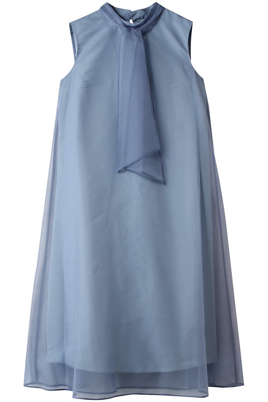【アナイ/ANAYI】のシアーオーガンジーボウタイワンピース インテリア・キッズ・メンズ・レディースファッション・服の通販 founy(ファニー) 　ファッション　Fashion　レディースファッション　Fashion for Women　ワンピース　Dresses　チュニック　Tunic Tops & Dresses　エアリー　Airy Texture　オーガンジー　Organza Fabric　タフタ　Taffeta, Structured Fabric　チュニック　Tunic, Long Top　ドット　Polka Dot, Dot Pattern　フェミニン　Feminine, Girly　フレア　Flare, Flared　ロング　Long, Long-Length　再入荷　Restock / Back in Stock　ブルー|ID: prp329100004607005 ipo3291000000035054985