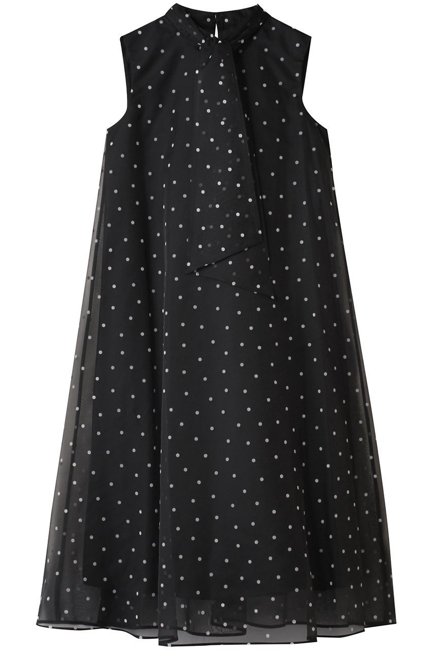 【アナイ/ANAYI】のシアーオーガンジーボウタイワンピース インテリア・キッズ・メンズ・レディースファッション・服の通販 founy(ファニー) 　ファッション　Fashion　レディースファッション　Fashion for Women　ワンピース　Dresses　チュニック　Tunic Tops & Dresses　エアリー　Airy Texture　オーガンジー　Organza Fabric　タフタ　Taffeta, Structured Fabric　チュニック　Tunic, Long Top　ドット　Polka Dot, Dot Pattern　フェミニン　Feminine, Girly　フレア　Flare, Flared　ロング　Long, Long-Length　再入荷　Restock / Back in Stock　ブラック2|ID: prp329100004607005 ipo3291000000035054986