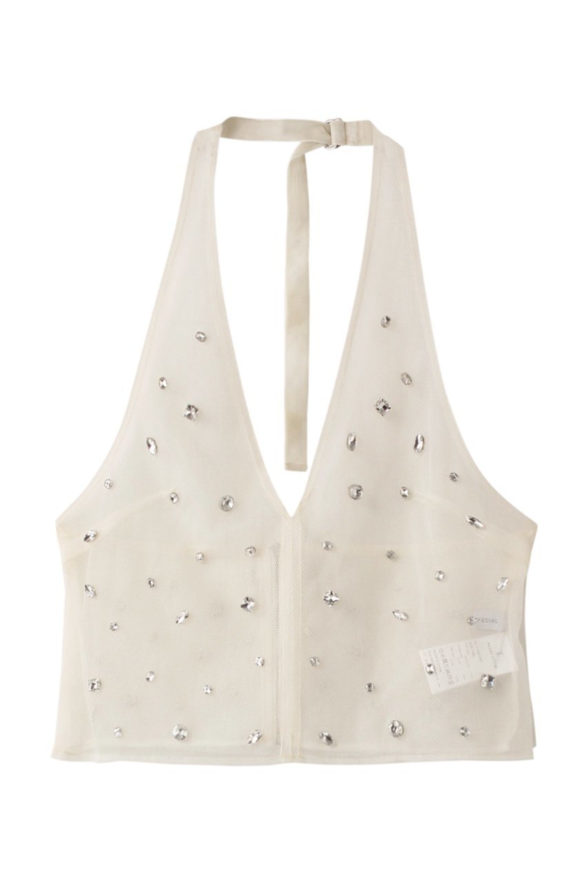 【メゾンスペシャル/MAISON SPECIAL】のHalter Neck Bijou Bustier/ホルターネックビジュービスチェ インテリア・キッズ・メンズ・レディースファッション・服の通販 founy(ファニー) 　ファッション　Fashion　レディースファッション　Fashion for Women　トップス・カットソー　Cut & Sew Tops　キャミソール&ノースリーブ　Camisoles & Sleeveless Tops　シャツ・ブラウス・オフィスカジュアル　Elegant Blouses & Button-Ups　ビスチェ　Bustiers & Corset Tops / Layered Bustier Style　おすすめ　Recommended / Our Picks　アクセサリー　Fashion Accessories　グラフィック　Graphic, Graphic Design　シアー　Sheer, See-Through　ノースリーブ　Sleeveless, No-Sleeve　ビジュー　Bijou, Jewel-like Accent　ビスチェ　Bustier, Corset Top　IVR(アイボリー)|ID: prp329100004607052 ipo3291000000032884621