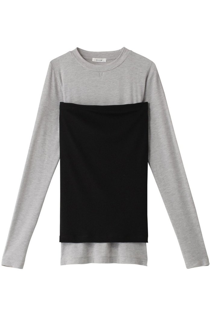 【プレインピープル/PLAIN PEOPLE】の【ESLOW】CASHMERE SILK JERSEY LAYERED TOP インテリア・キッズ・メンズ・レディースファッション・服の通販 founy(ファニー) https://founy.com/ ファッション Fashion レディースファッション Fashion for Women トップス・カットソー Cut & Sew Tops シャツ・ブラウス・オフィスカジュアル Elegant Blouses & Button-Ups ロングTシャツ・Tシャツ Longline T-Shirts & Tees カットソー・ベーシックTシャツ Cut-and-Sewn Tops / Stretch Tees & Basics シルク Silk, 100% Silk スリット Slit, Slit Detail スリーブ Sleeve, Long Sleeve / Short Sleeve ビスチェ Bustier, Corset Top ロング Long, Long-Length |ID: prp329100004607075 ipo3291000000032884898