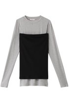 【プレインピープル/PLAIN PEOPLE】の【ESLOW】CASHMERE SILK JERSEY LAYERED TOP グレー×ブラック|ID: prp329100004607075 ipo3291000000032884903