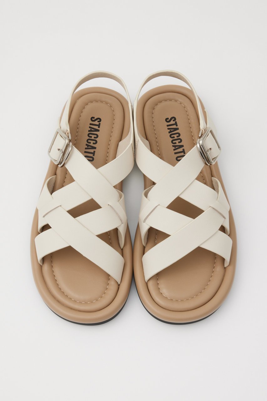 【スタッカート/STACCATO】のグラディエータースマッシュサンダル インテリア・キッズ・メンズ・レディースファッション・服の通販 founy(ファニー) 　ファッション　Fashion　レディースファッション　Fashion for Women　おすすめ　Recommended / Our Picks　クッション　Cushion, Throw Pillow　サンダル　Sandals, Summer Shoes　フラット　Flat, Flat Shoes　ホワイト|ID: prp329100004607086 ipo3291000000034940564