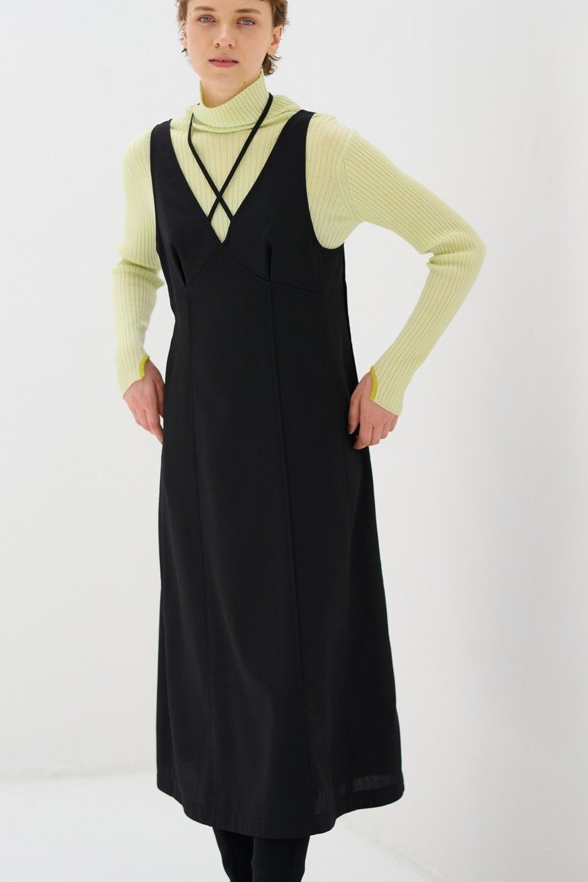 【ランバン オン ブルー/LANVIN en Bleu】のメランジウールキャミソールワンピース 人気、トレンドファッション・服の通販 founy(ファニー) 　ファッション　Fashion　レディースファッション　Fashion for Women　ワンピース　Dresses　チュニック　Tunic Tops & Dresses　キャミソール　Camisole, Spaghetti Strap Top　チュニック　Tunic, Long Top　ファブリック　Fabric, Textile　ベーシック　Basic, Essential　ロング　Long, Long-Length　無地　Plain, Solid Color　other-8|ID: prp329100004607094 ipo3291000000032885222
