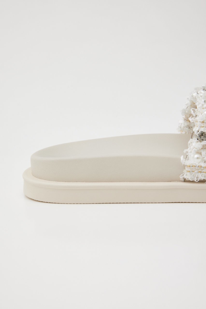 【スタッカート/STACCATO】のツイードMIXパールフラットサンダル 人気、トレンドファッション・服の通販 founy(ファニー) 　ファッション　Fashion　レディースファッション　Fashion for Women　サンダル　Sandals, Summer Shoes　ストーン　Stone, Gem-Like　スリッパ　Slippers, Room Shoes　ツイード　Twill, Twill Weave　パール　Pearl, Pearl Accent　フェミニン　Feminine, Girly　other-6|ID: prp329100004607098 ipo3291000000034940841