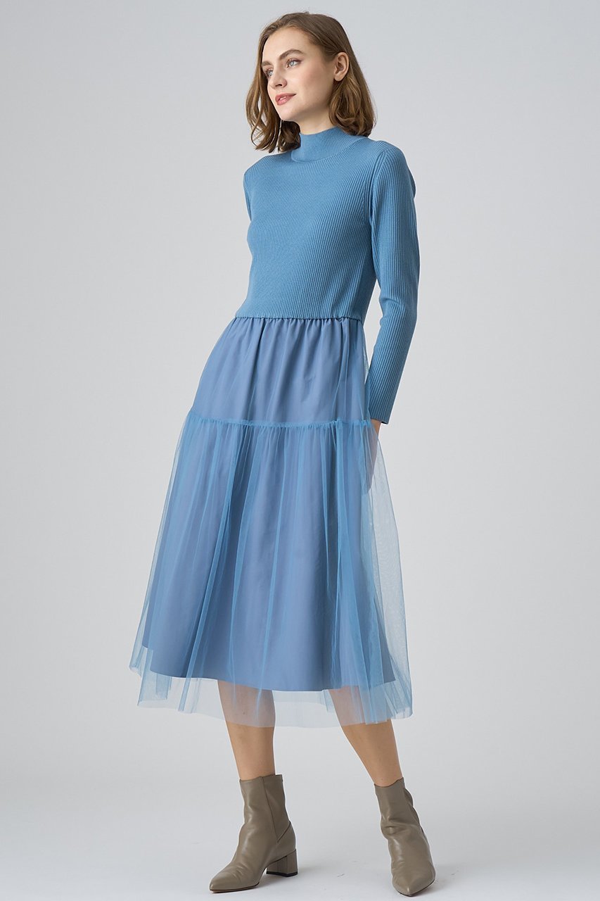 【アナイ/ANAYI】のチュールドッキングワンピース 人気、トレンドファッション・服の通販 founy(ファニー) 　ファッション　Fashion　レディースファッション　Fashion for Women　ワンピース　Dresses　チュニック　Tunic Tops & Dresses　エレガント 上品　Elegant　ギャザー　Gathered, Ruffled　ジャケット　Jacket, Outerwear　タフタ　Taffeta, Structured Fabric　チュニック　Tunic, Long Top　チュール　Tulip, Tulip Motif　ドッキング　Docking, Mixed Material　バレエ　Ballet, Ballet Style　ロング　Long, Long-Length　other-3|ID: prp329100004607100 ipo3291000000032885332
