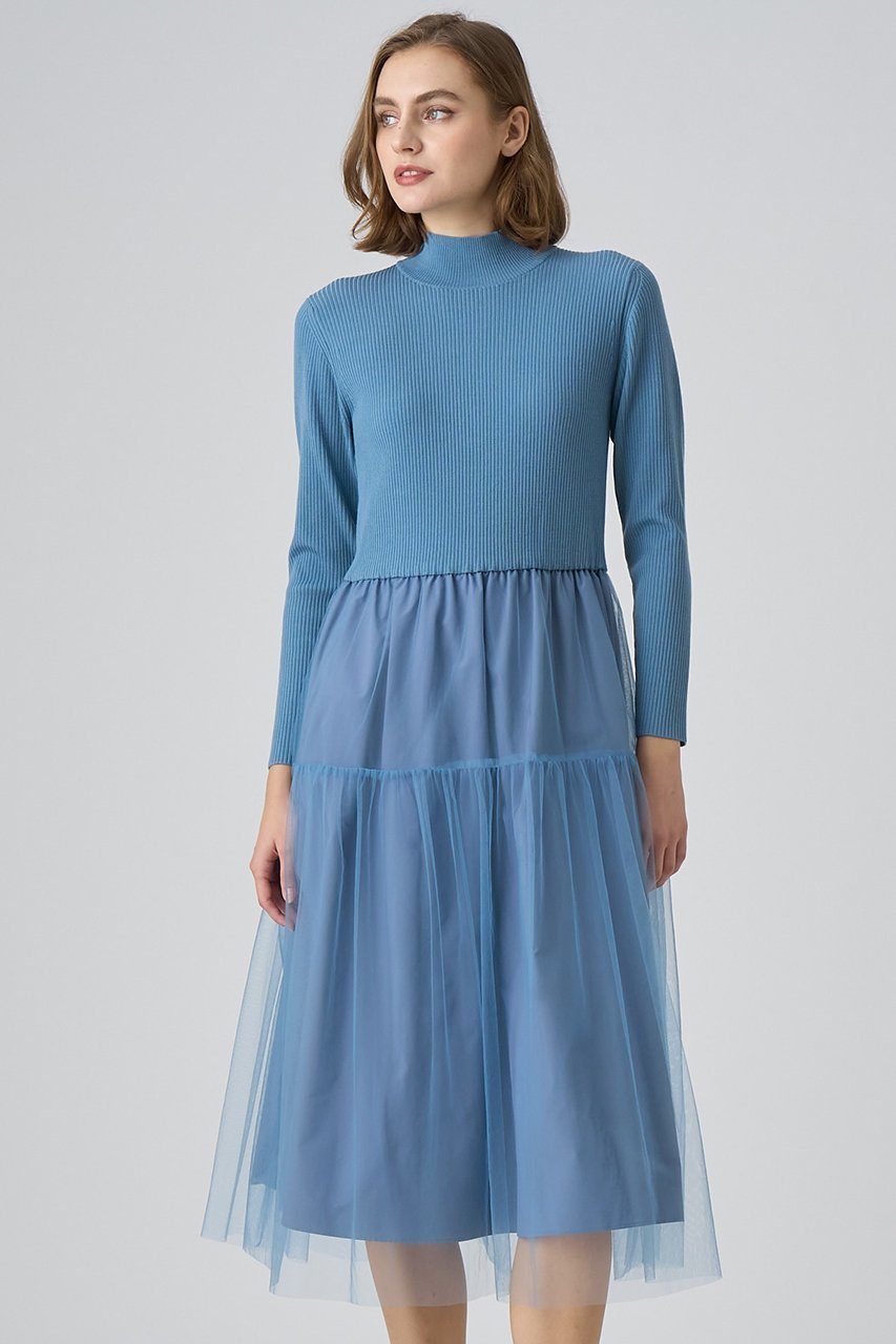 【アナイ/ANAYI】のチュールドッキングワンピース 人気、トレンドファッション・服の通販 founy(ファニー) 　ファッション　Fashion　レディースファッション　Fashion for Women　ワンピース　Dresses　チュニック　Tunic Tops & Dresses　エレガント 上品　Elegant　ギャザー　Gathered, Ruffled　ジャケット　Jacket, Outerwear　タフタ　Taffeta, Structured Fabric　チュニック　Tunic, Long Top　チュール　Tulip, Tulip Motif　ドッキング　Docking, Mixed Material　バレエ　Ballet, Ballet Style　ロング　Long, Long-Length　other-4|ID: prp329100004607100 ipo3291000000032885337