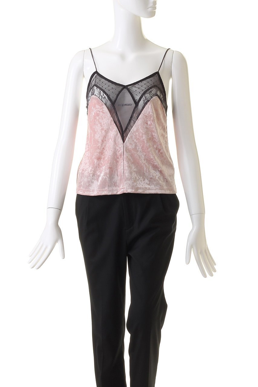 【プランク プロジェクト/PRANK PROJECT】のクラッシュベロアレースキャミ / Crushed Velour Lace Camisole 人気、トレンドファッション・服の通販 founy(ファニー) 　ファッション　Fashion　レディースファッション　Fashion for Women　トップス・カットソー　Cut & Sew Tops　キャミソール&ノースリーブ　Camisoles & Sleeveless Tops　シャツ・ブラウス・オフィスカジュアル　Elegant Blouses & Button-Ups　ロングTシャツ・Tシャツ　Longline T-Shirts & Tees　カットソー・ベーシックTシャツ　Cut-and-Sewn Tops / Stretch Tees & Basics　ベロアトップス　Velour Tops / Velvet-Look Items　インナー　Innerwear　キャミソール　Camisole, Spaghetti Strap Top　クラッシュ　Distressed, Crashed Style　ジャケット　Jacket, Outerwear　タンク　Tank Top, Sleeveless Top　チュール　Tulip, Tulip Motif　フロント　Front, Front Design　ブルゾン　Blouson, Bomber Jacket　ベロア　Velour, Soft Velvet　レース　Lace, Lace Fabric　夏　Summer　other-2|ID: prp329100004607146 ipo3291000000032886008
