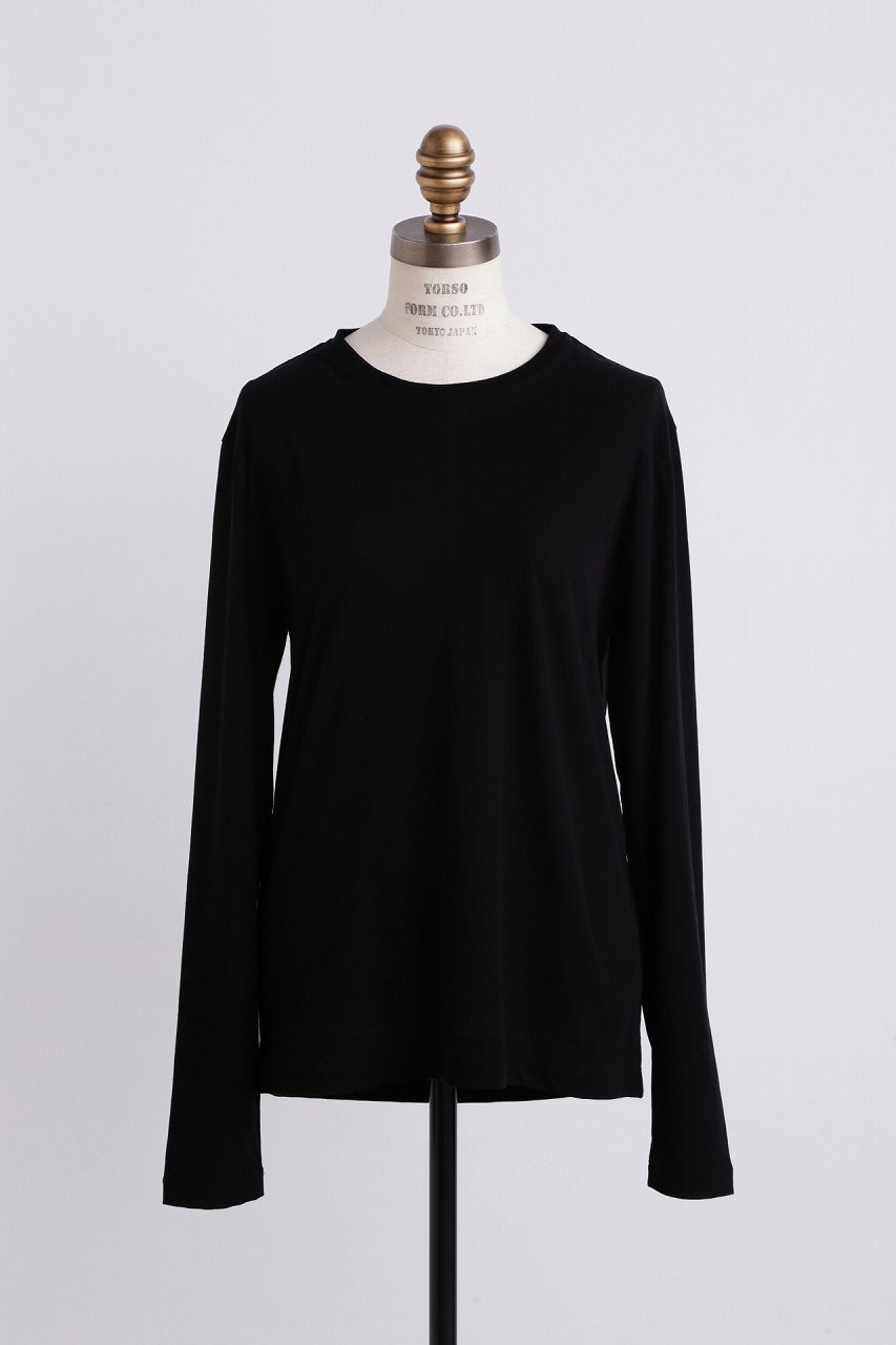 【ヒューエルミュージアム/hueLe Museum】の【hLM】カットアウトカットソー インテリア・キッズ・メンズ・レディースファッション・服の通販 founy(ファニー) 　ファッション　Fashion　レディースファッション　Fashion for Women　トップス・カットソー　Cut & Sew Tops　シャツ・ブラウス・オフィスカジュアル　Elegant Blouses & Button-Ups　ロングTシャツ・Tシャツ　Longline T-Shirts & Tees　カットソー・ベーシックTシャツ　Cut-and-Sewn Tops / Stretch Tees & Basics　おすすめ　Recommended / Our Picks　カットソー　Cut and Sewn Top　シンプル　Simple, Minimal　スリーブ　Sleeve, Long Sleeve / Short Sleeve　フロント　Front, Front Design　ロング　Long, Long-Length　ブラック|ID: prp329100004607155 ipo3291000000035003369