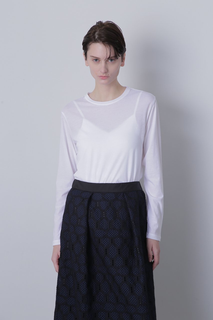 【ヒューエルミュージアム/hueLe Museum】の【hLM】カットアウトカットソー インテリア・キッズ・メンズ・レディースファッション・服の通販 founy(ファニー) 　ファッション　Fashion　レディースファッション　Fashion for Women　トップス・カットソー　Cut & Sew Tops　シャツ・ブラウス・オフィスカジュアル　Elegant Blouses & Button-Ups　ロングTシャツ・Tシャツ　Longline T-Shirts & Tees　カットソー・ベーシックTシャツ　Cut-and-Sewn Tops / Stretch Tees & Basics　おすすめ　Recommended / Our Picks　カットソー　Cut and Sewn Top　シンプル　Simple, Minimal　スリーブ　Sleeve, Long Sleeve / Short Sleeve　フロント　Front, Front Design　ロング　Long, Long-Length　ホワイト|ID: prp329100004607155 ipo3291000000035003370