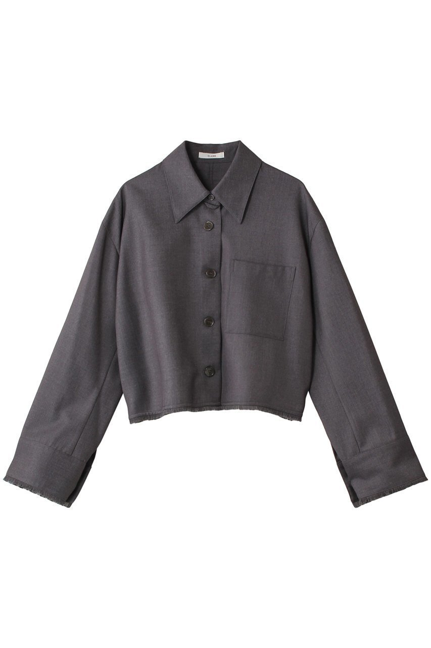 【クラネ/CLANE】のFRINGE SHORT SHIRT シャツ インテリア・キッズ・メンズ・レディースファッション・服の通販 founy(ファニー) 　ファッション　Fashion　レディースファッション　Fashion for Women　トップス・カットソー　Cut & Sew Tops　シャツ・ブラウス・オフィスカジュアル　Elegant Blouses & Button-Ups　ロングTシャツ・Tシャツ　Longline T-Shirts & Tees　なめらか　Smooth, Silky Texture　ショート　Short, Short Length　スリーブ　Sleeve, Long Sleeve / Short Sleeve　ロング　Long, Long-Length　GRAY|ID: prp329100004607159 ipo3291000000032886360