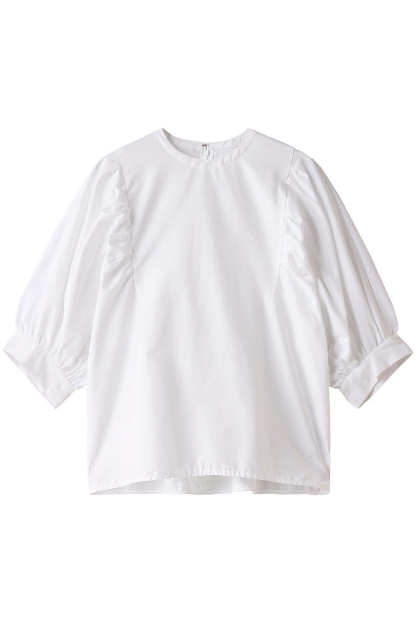 【マルティニーク/martinique】のコンビパフスリーブプルオーバー インテリア・キッズ・メンズ・レディースファッション・服の通販 founy(ファニー) 　ファッション　Fashion　レディースファッション　Fashion for Women　トップス・カットソー　Cut & Sew Tops　シャツ・ブラウス・オフィスカジュアル　Elegant Blouses & Button-Ups　ロングTシャツ・Tシャツ　Longline T-Shirts & Tees　カジュアルプルオーバー・ニットトップス　Pullovers & Knit Tops / Casual Pullovers　カットソー・ベーシックTシャツ　Cut-and-Sewn Tops / Stretch Tees & Basics　ギャザー　Gathered, Ruffled　ショート　Short, Short Length　シンプル　Simple, Minimal　スリーブ　Sleeve, Long Sleeve / Short Sleeve　ハーフ　Half, Half-Length　ファブリック　Fabric, Textile　ボトム　Bottoms, Lower Wear　再入荷　Restock / Back in Stock　ホワイト|ID: prp329100004607165 ipo3291000000035041164