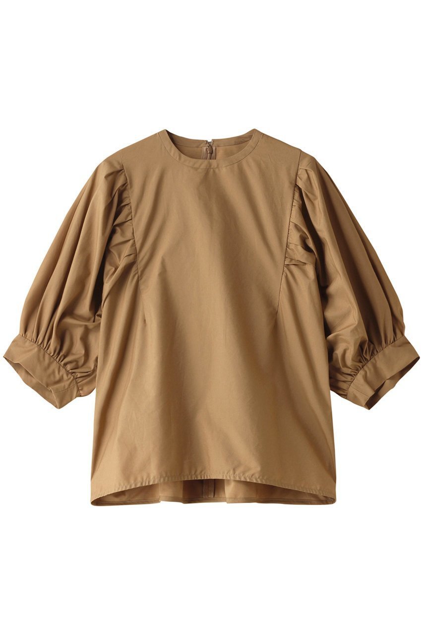 【マルティニーク/martinique】のコンビパフスリーブプルオーバー インテリア・キッズ・メンズ・レディースファッション・服の通販 founy(ファニー) 　ファッション　Fashion　レディースファッション　Fashion for Women　トップス・カットソー　Cut & Sew Tops　シャツ・ブラウス・オフィスカジュアル　Elegant Blouses & Button-Ups　ロングTシャツ・Tシャツ　Longline T-Shirts & Tees　カジュアルプルオーバー・ニットトップス　Pullovers & Knit Tops / Casual Pullovers　カットソー・ベーシックTシャツ　Cut-and-Sewn Tops / Stretch Tees & Basics　ギャザー　Gathered, Ruffled　ショート　Short, Short Length　シンプル　Simple, Minimal　スリーブ　Sleeve, Long Sleeve / Short Sleeve　ハーフ　Half, Half-Length　ファブリック　Fabric, Textile　ボトム　Bottoms, Lower Wear　再入荷　Restock / Back in Stock　ベージュ|ID: prp329100004607165 ipo3291000000035041165