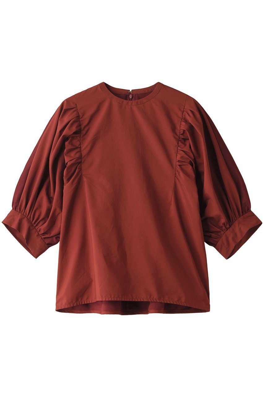 【マルティニーク/martinique】のコンビパフスリーブプルオーバー インテリア・キッズ・メンズ・レディースファッション・服の通販 founy(ファニー) 　ファッション　Fashion　レディースファッション　Fashion for Women　トップス・カットソー　Cut & Sew Tops　シャツ・ブラウス・オフィスカジュアル　Elegant Blouses & Button-Ups　ロングTシャツ・Tシャツ　Longline T-Shirts & Tees　カジュアルプルオーバー・ニットトップス　Pullovers & Knit Tops / Casual Pullovers　カットソー・ベーシックTシャツ　Cut-and-Sewn Tops / Stretch Tees & Basics　ギャザー　Gathered, Ruffled　ショート　Short, Short Length　シンプル　Simple, Minimal　スリーブ　Sleeve, Long Sleeve / Short Sleeve　ハーフ　Half, Half-Length　ファブリック　Fabric, Textile　ボトム　Bottoms, Lower Wear　再入荷　Restock / Back in Stock　ブリック|ID: prp329100004607165 ipo3291000000035041166