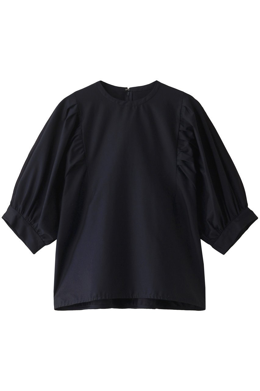 【マルティニーク/martinique】のコンビパフスリーブプルオーバー インテリア・キッズ・メンズ・レディースファッション・服の通販 founy(ファニー) 　ファッション　Fashion　レディースファッション　Fashion for Women　トップス・カットソー　Cut & Sew Tops　シャツ・ブラウス・オフィスカジュアル　Elegant Blouses & Button-Ups　ロングTシャツ・Tシャツ　Longline T-Shirts & Tees　カジュアルプルオーバー・ニットトップス　Pullovers & Knit Tops / Casual Pullovers　カットソー・ベーシックTシャツ　Cut-and-Sewn Tops / Stretch Tees & Basics　ギャザー　Gathered, Ruffled　ショート　Short, Short Length　シンプル　Simple, Minimal　スリーブ　Sleeve, Long Sleeve / Short Sleeve　ハーフ　Half, Half-Length　ファブリック　Fabric, Textile　ボトム　Bottoms, Lower Wear　再入荷　Restock / Back in Stock　ネイビー|ID: prp329100004607165 ipo3291000000035041167