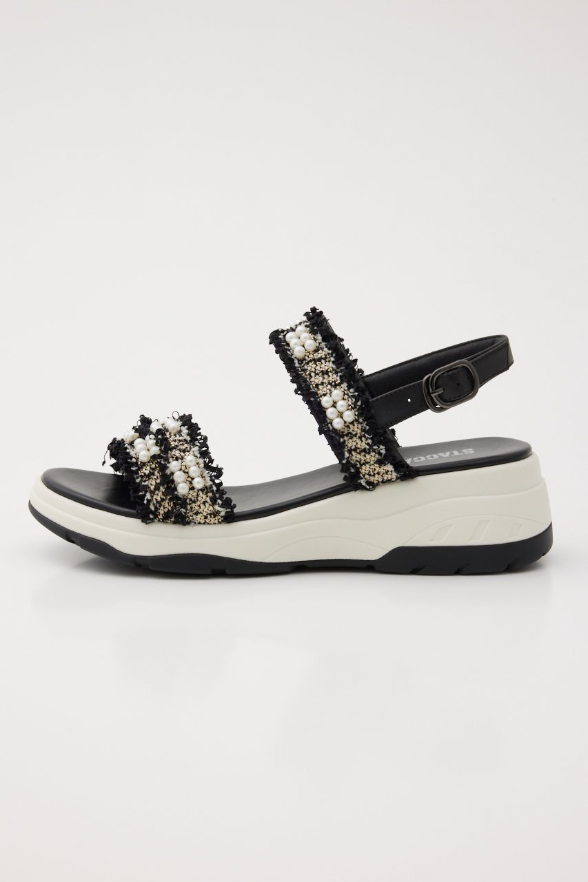 【スタッカート/STACCATO】のツイードパールデコWベルトスポーツサンダル インテリア・キッズ・メンズ・レディースファッション・服の通販 founy(ファニー) 　ファッション　Fashion　レディースファッション　Fashion for Women　ベルト&ウエストマーク　Belts & Waist Accessories　スポーツウェア　Functional & Stylish Sportswear　サンダル&ミュール　Sandals & Mules　サマー　Summer, Summer Style　サンダル　Sandals, Summer Shoes　スポーツ　Sports, Activewear　スマート　Smart, Elegant　ツイード　Twill, Twill Weave　パール　Pearl, Pearl Accent　フォルム　Silhouette, Form　ミドル　Middle Length, Mid Height　今季　This Season, Current Season　夏　Summer　定番　Standard, Basic Item　柄ブラック|ID: prp329100004607169 ipo3291000000034940459