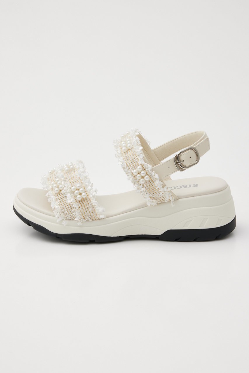 【スタッカート/STACCATO】のツイードパールデコWベルトスポーツサンダル インテリア・キッズ・メンズ・レディースファッション・服の通販 founy(ファニー) 　ファッション　Fashion　レディースファッション　Fashion for Women　ベルト&ウエストマーク　Belts & Waist Accessories　スポーツウェア　Functional & Stylish Sportswear　サンダル&ミュール　Sandals & Mules　サマー　Summer, Summer Style　サンダル　Sandals, Summer Shoes　スポーツ　Sports, Activewear　スマート　Smart, Elegant　ツイード　Twill, Twill Weave　パール　Pearl, Pearl Accent　フォルム　Silhouette, Form　ミドル　Middle Length, Mid Height　今季　This Season, Current Season　夏　Summer　定番　Standard, Basic Item　柄ホワイト|ID: prp329100004607169 ipo3291000000035943984