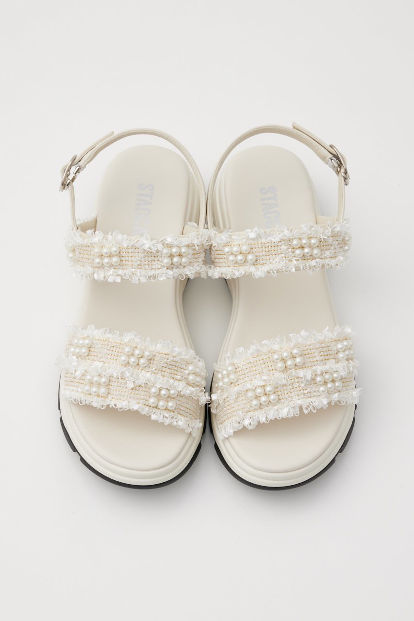 【スタッカート/STACCATO】のツイードパールデコWベルトスポーツサンダル 人気、トレンドファッション・服の通販 founy(ファニー) 　ファッション　Fashion　レディースファッション　Fashion for Women　ベルト&ウエストマーク　Belts & Waist Accessories　スポーツウェア　Functional & Stylish Sportswear　サンダル&ミュール　Sandals & Mules　サマー　Summer, Summer Style　サンダル　Sandals, Summer Shoes　スポーツ　Sports, Activewear　スマート　Smart, Elegant　ツイード　Twill, Twill Weave　パール　Pearl, Pearl Accent　フォルム　Silhouette, Form　ミドル　Middle Length, Mid Height　今季　This Season, Current Season　夏　Summer　定番　Standard, Basic Item　other-3|ID: prp329100004607169 ipo3291000000035943986