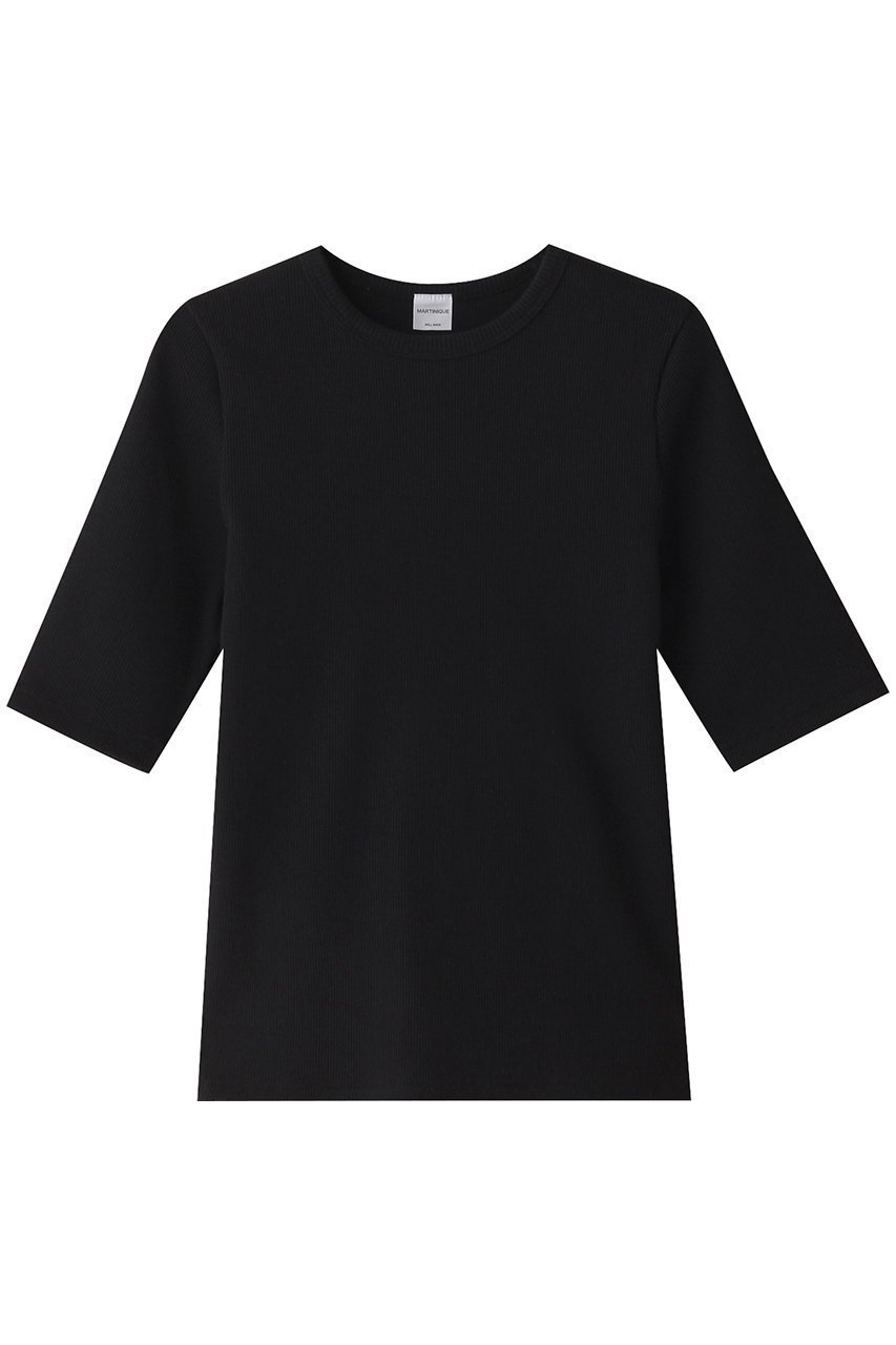 【マルティニーク/martinique】のリブTシャツ インテリア・キッズ・メンズ・レディースファッション・服の通販 founy(ファニー) 　ファッション　Fashion　レディースファッション　Fashion for Women　トップス・カットソー　Cut & Sew Tops　シャツ・ブラウス・オフィスカジュアル　Elegant Blouses & Button-Ups　ロングTシャツ・Tシャツ　Longline T-Shirts & Tees　カットソー・ベーシックTシャツ　Cut-and-Sewn Tops / Stretch Tees & Basics　おすすめ　Recommended / Our Picks　ショート　Short, Short Length　シンプル　Simple, Minimal　スリーブ　Sleeve, Long Sleeve / Short Sleeve　フィット　Fit, Slim Fit　半袖　Short Sleeve, Half Sleeve　ブラック|ID: prp329100004607187 ipo3291000000032886958