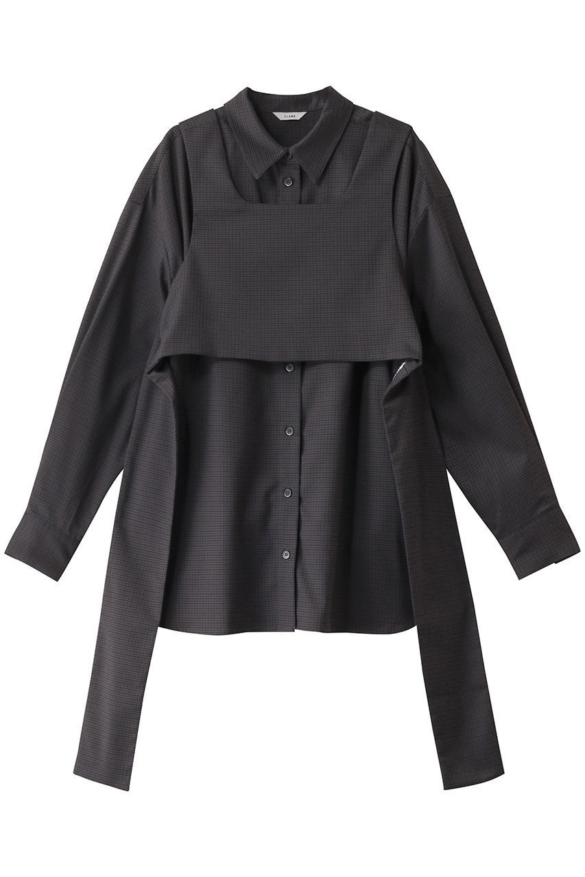 【クラネ/CLANE】のBUSITER SET CHECK SHIRT シャツ インテリア・キッズ・メンズ・レディースファッション・服の通販 founy(ファニー) 　ファッション　Fashion　レディースファッション　Fashion for Women　トップス・カットソー　Cut & Sew Tops　シャツ・ブラウス・オフィスカジュアル　Elegant Blouses & Button-Ups　ギンガム　Gingham, Gingham Fabric　スリーブ　Sleeve, Long Sleeve / Short Sleeve　チェック　Check, Plaid, Tartan　ビスチェ　Bustier, Corset Top　リボン　Ribbon, Bow　ロング　Long, Long-Length　GRAY|ID: prp329100004607192 ipo3291000000032887078