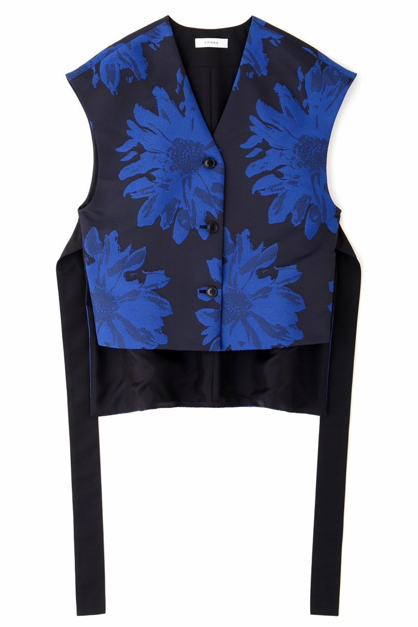 【アドーア/ADORE】のボタニカルジャガードブラウス インテリア・キッズ・メンズ・レディースファッション・服の通販 founy(ファニー) 　ファッション　Fashion　レディースファッション　Fashion for Women　トップス・カットソー　Cut & Sew Tops　シャツ・ブラウス・オフィスカジュアル　Elegant Blouses & Button-Ups　ショート　Short, Short Length　ジャカード／ジャガード　Jacquard, Woven Pattern　スリーブ　Sleeve, Long Sleeve / Short Sleeve　セットアップ　Set-Up, Coordinated Outfit　フラワー　Flower, Floral　ボタニカル　Botanical, Floral Pattern　モチーフ　Motif, Design Theme　エレガント 上品　Elegant　再入荷　Restock / Back in Stock　ブルー|ID: prp329100004607207 ipo3291000000034989377