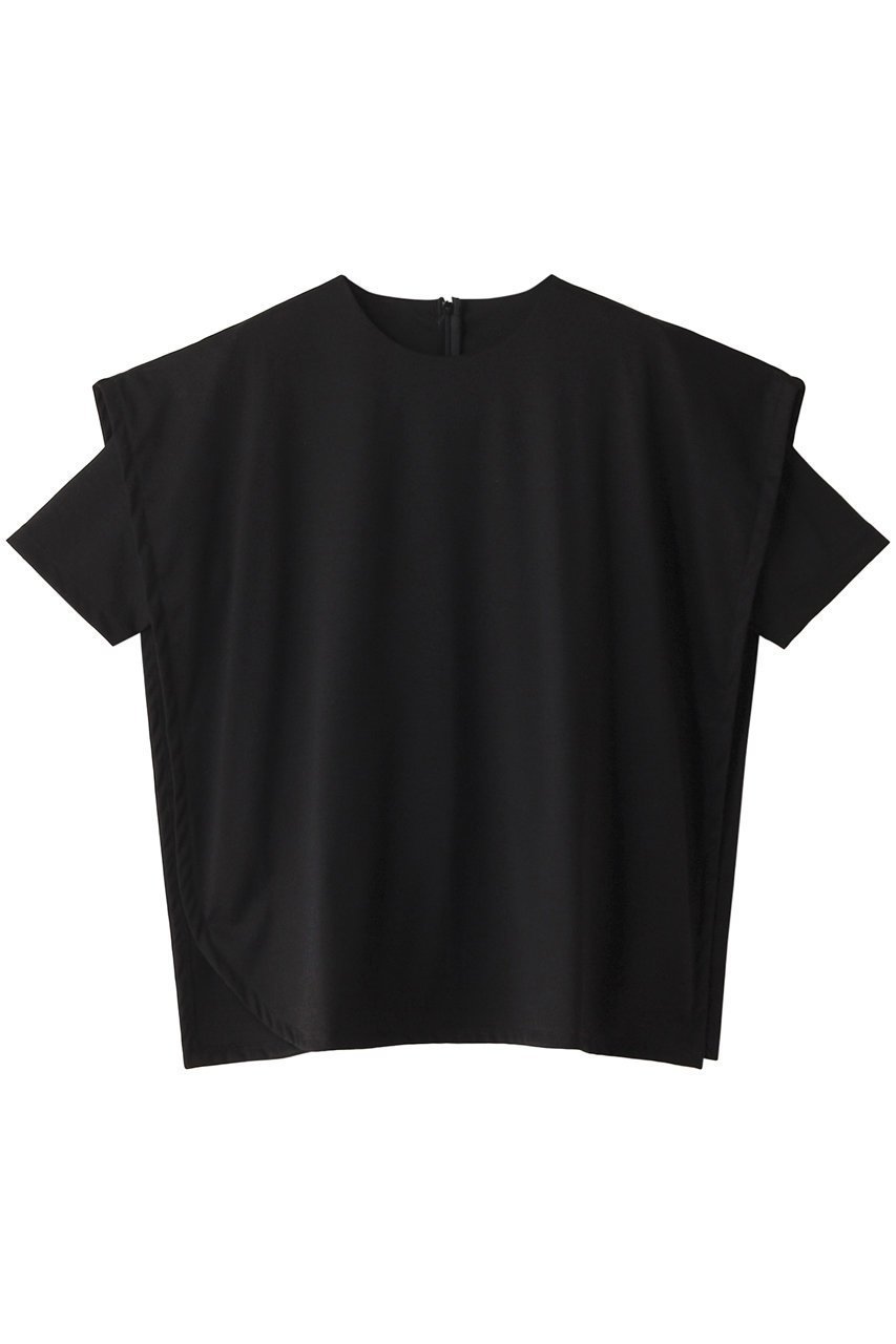 【リムアーク/RIM.ARK】のLayered square cut tops/トップス インテリア・キッズ・メンズ・レディースファッション・服の通販 founy(ファニー) 　ファッション　Fashion　レディースファッション　Fashion for Women　トップス・カットソー　Cut & Sew Tops　シャツ・ブラウス・オフィスカジュアル　Elegant Blouses & Button-Ups　ロングTシャツ・Tシャツ　Longline T-Shirts & Tees　カットソー・ベーシックTシャツ　Cut-and-Sewn Tops / Stretch Tees & Basics　カットソー　Cut and Sewn Top　ショート　Short, Short Length　スリーブ　Sleeve, Long Sleeve / Short Sleeve　ドッキング　Docking, Mixed Material　ドレープ　Drape, Draping Fabric　リラックス　Relax, Relaxed Fit　夏　Summer　ブラック|ID: prp329100004607216 ipo3291000000032887641
