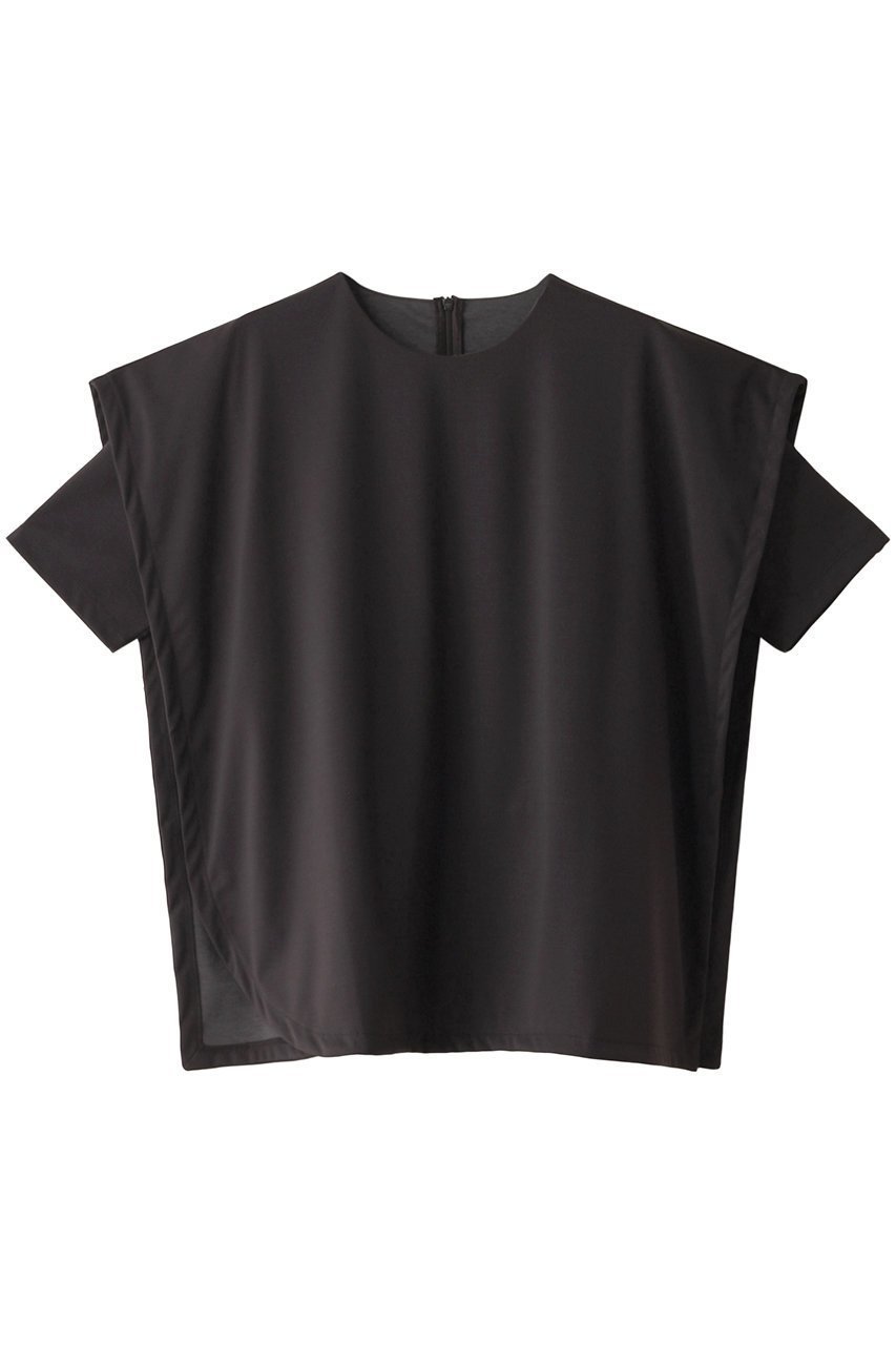 【リムアーク/RIM.ARK】のLayered square cut tops/トップス インテリア・キッズ・メンズ・レディースファッション・服の通販 founy(ファニー) 　ファッション　Fashion　レディースファッション　Fashion for Women　トップス・カットソー　Cut & Sew Tops　シャツ・ブラウス・オフィスカジュアル　Elegant Blouses & Button-Ups　ロングTシャツ・Tシャツ　Longline T-Shirts & Tees　カットソー・ベーシックTシャツ　Cut-and-Sewn Tops / Stretch Tees & Basics　カットソー　Cut and Sewn Top　ショート　Short, Short Length　スリーブ　Sleeve, Long Sleeve / Short Sleeve　ドッキング　Docking, Mixed Material　ドレープ　Drape, Draping Fabric　リラックス　Relax, Relaxed Fit　夏　Summer　ダークブラウン|ID: prp329100004607216 ipo3291000000032887646