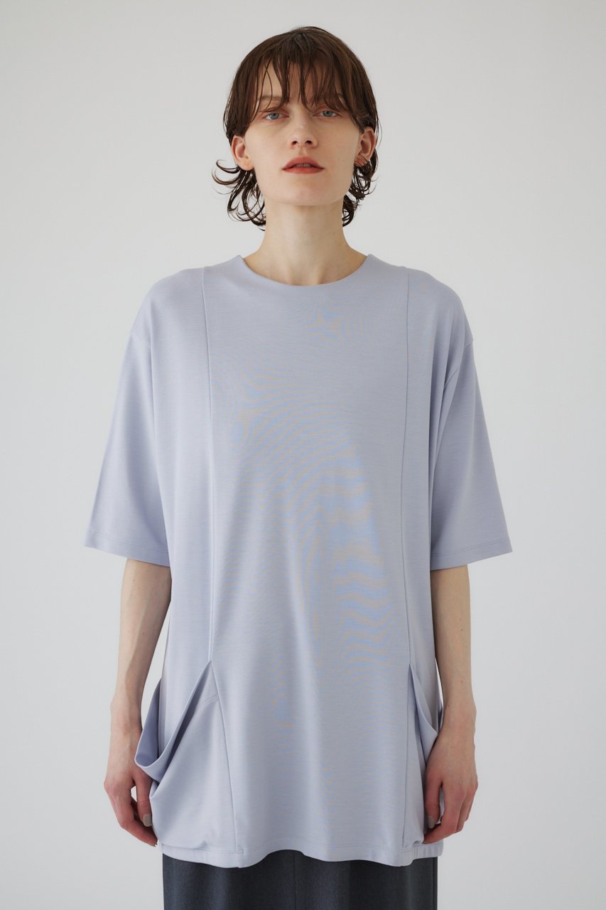 【リムアーク/RIM.ARK】のDrape pocket cut tops/トップス インテリア・キッズ・メンズ・レディースファッション・服の通販 founy(ファニー) 　ファッション　Fashion　レディースファッション　Fashion for Women　トップス・カットソー　Cut & Sew Tops　シャツ・ブラウス・オフィスカジュアル　Elegant Blouses & Button-Ups　ロングTシャツ・Tシャツ　Longline T-Shirts & Tees　カットソー・ベーシックTシャツ　Cut-and-Sewn Tops / Stretch Tees & Basics　ショート　Short, Short Length　スリーブ　Sleeve, Long Sleeve / Short Sleeve　バランス　Balance, Style Balance　ライトブルー|ID: prp329100004607217 ipo3291000000032887673