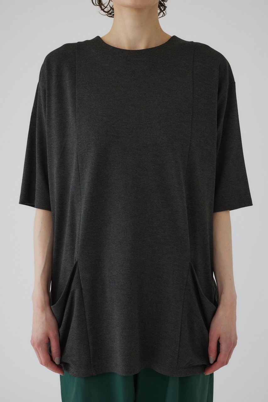 【リムアーク/RIM.ARK】のDrape pocket cut tops/トップス インテリア・キッズ・メンズ・レディースファッション・服の通販 founy(ファニー) 　ファッション　Fashion　レディースファッション　Fashion for Women　トップス・カットソー　Cut & Sew Tops　シャツ・ブラウス・オフィスカジュアル　Elegant Blouses & Button-Ups　ロングTシャツ・Tシャツ　Longline T-Shirts & Tees　カットソー・ベーシックTシャツ　Cut-and-Sewn Tops / Stretch Tees & Basics　ショート　Short, Short Length　スリーブ　Sleeve, Long Sleeve / Short Sleeve　バランス　Balance, Style Balance　チャコールグレー|ID: prp329100004607217 ipo3291000000032887682