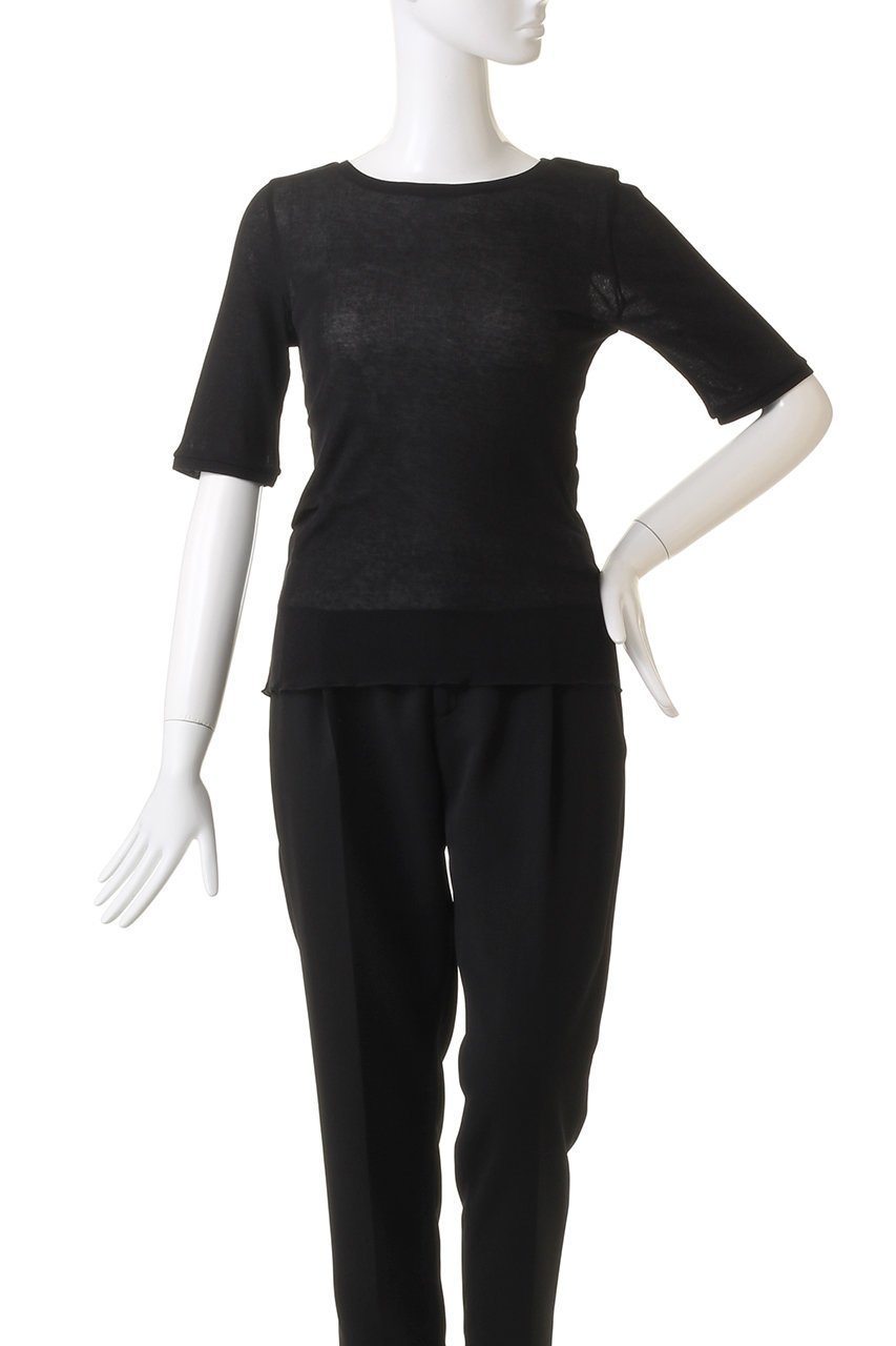 【アナイ/ANAYI】のシアーテレコ5分袖クループルオーバー 人気、トレンドファッション・服の通販 founy(ファニー) 　ファッション　Fashion　レディースファッション　Fashion for Women　トップス・カットソー　Cut & Sew Tops　シャツ・ブラウス・オフィスカジュアル　Elegant Blouses & Button-Ups　ロングTシャツ・Tシャツ　Longline T-Shirts & Tees　カジュアルプルオーバー・ニットトップス　Pullovers & Knit Tops / Casual Pullovers　カットソー・ベーシックTシャツ　Cut-and-Sewn Tops / Stretch Tees & Basics　インナー　Innerwear　ショート　Short, Short Length　シンプル　Simple, Minimal　スリーブ　Sleeve, Long Sleeve / Short Sleeve　テレコ　Ribbed, Rib Stitch　フィット　Fit, Slim Fit　エレガント 上品　Elegant　other-2|ID: prp329100004607222 ipo3291000000032887757