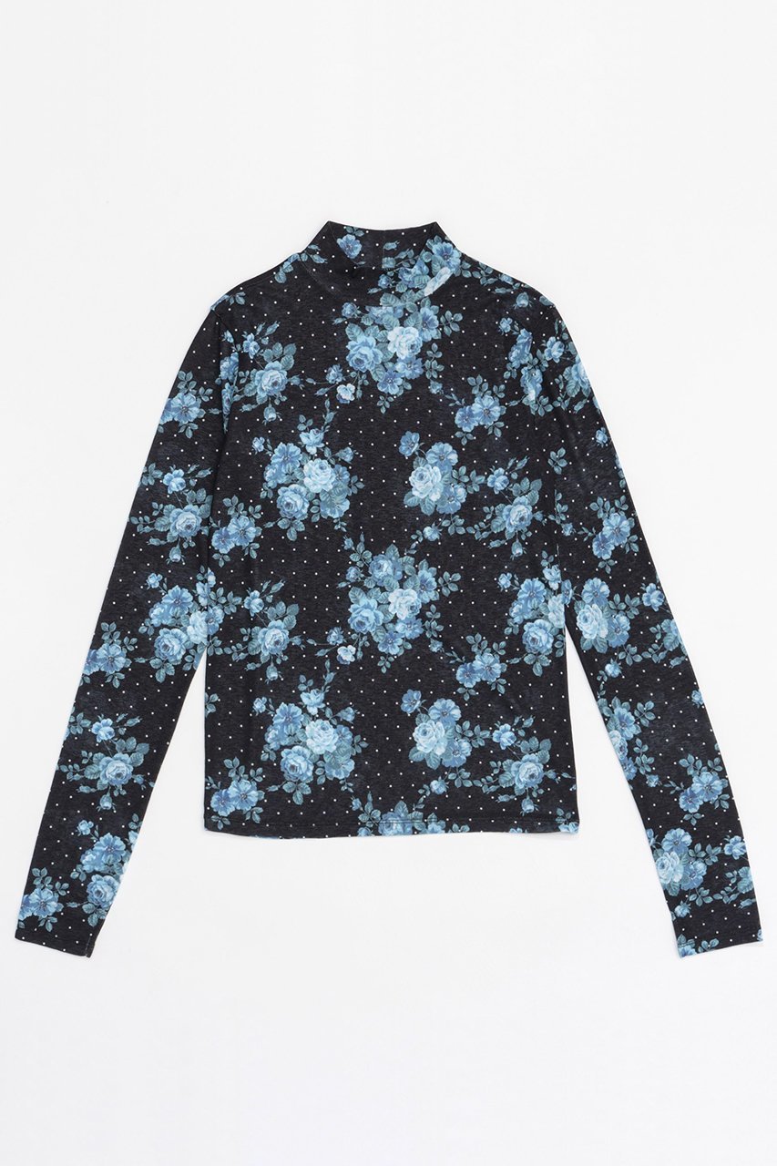 【メゾンスペシャル/MAISON SPECIAL】のFlower Dot Turtle High Neck Tops/フラワードットタートルハイネックトップス インテリア・キッズ・メンズ・レディースファッション・服の通販 founy(ファニー) 　ファッション　Fashion　レディースファッション　Fashion for Women　トップス・カットソー　Cut & Sew Tops　シャツ・ブラウス・オフィスカジュアル　Elegant Blouses & Button-Ups　ロングTシャツ・Tシャツ　Longline T-Shirts & Tees　カットソー・ベーシックTシャツ　Cut-and-Sewn Tops / Stretch Tees & Basics　インナー　Innerwear　スリーブ　Sleeve, Long Sleeve / Short Sleeve　タイツ　Tights, Legwear　プリント　Print, Printed Pattern　ラグジュアリー　Luxury, Elegant　ロング　Long, Long-Length　BLU(ブルー)|ID: prp329100004607228 ipo3291000000032887913