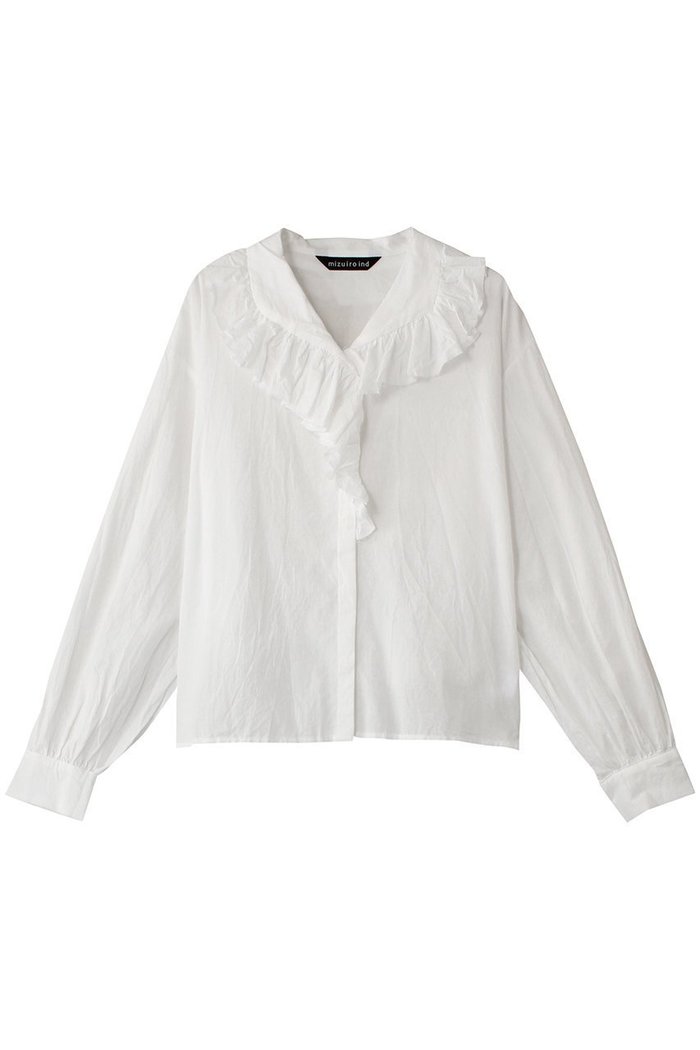 【ミズイロ インド/mizuiro ind】のfrill collar shirt シャツ インテリア・キッズ・メンズ・レディースファッション・服の通販 founy(ファニー) https://founy.com/ ファッション Fashion レディースファッション Fashion for Women トップス・カットソー Cut & Sew Tops シャツ・ブラウス・オフィスカジュアル Elegant Blouses & Button-Ups スリーブ Sleeve, Long Sleeve / Short Sleeve ダウン Down, Puffer デニム Denim, Jeans Material フリル Frill, Ruffle フレア Flare, Flared ロング Long, Long-Length |ID: prp329100004607236 ipo3291000000032888059
