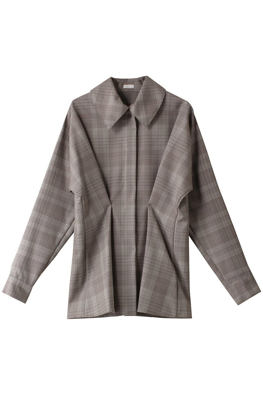 【シーオール/SEEALL】のチェック タック シャツ インテリア・キッズ・メンズ・レディースファッション・服の通販 founy(ファニー) 　ファッション　Fashion　レディースファッション　Fashion for Women　トップス・カットソー　Cut & Sew Tops　シャツ・ブラウス・オフィスカジュアル　Elegant Blouses & Button-Ups　スリーブ　Sleeve, Long Sleeve / Short Sleeve　チェック　Check, Plaid, Tartan　ロング　Long, Long-Length　エレガント 上品　Elegant　ベージュ/マスティック|ID: prp329100004607237 ipo3291000000032888119