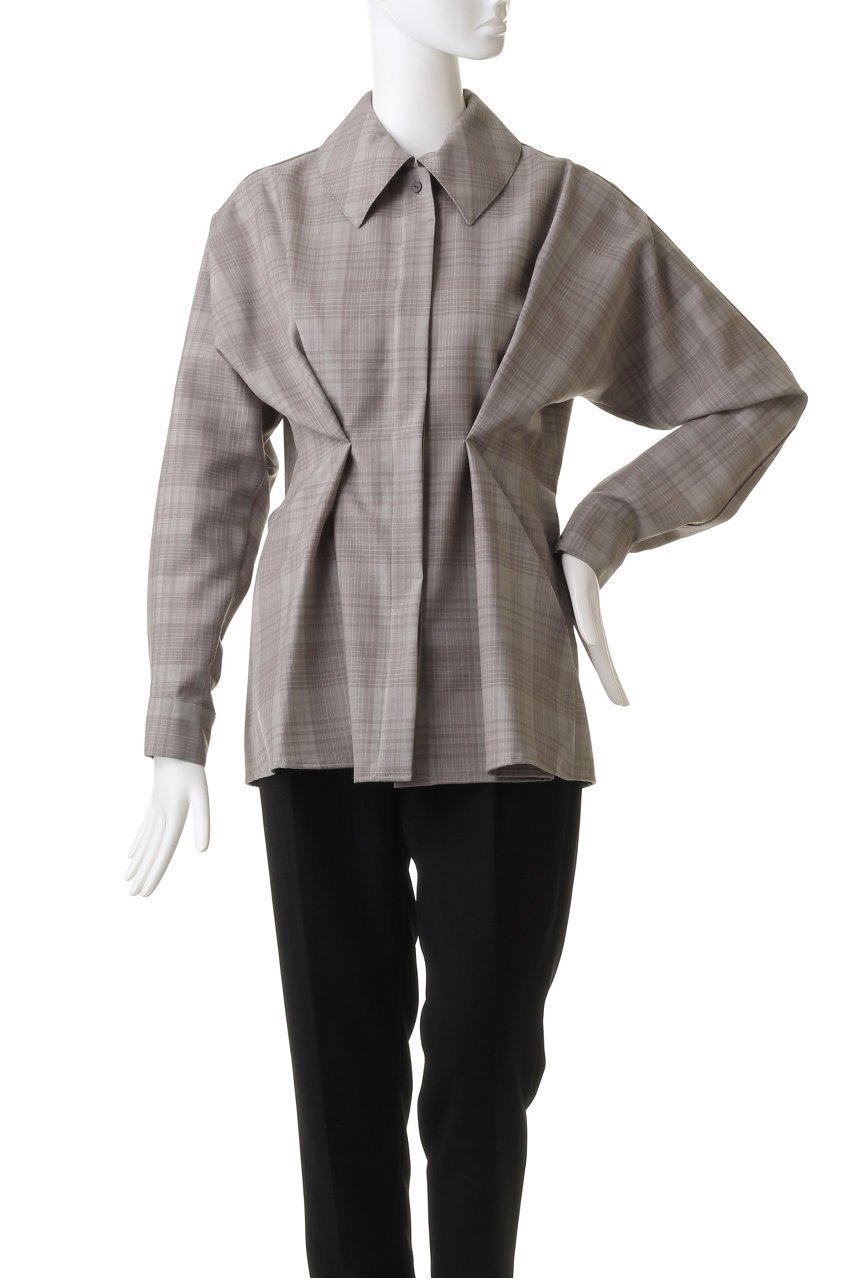 【シーオール/SEEALL】のチェック タック シャツ 人気、トレンドファッション・服の通販 founy(ファニー) 　ファッション　Fashion　レディースファッション　Fashion for Women　トップス・カットソー　Cut & Sew Tops　シャツ・ブラウス・オフィスカジュアル　Elegant Blouses & Button-Ups　スリーブ　Sleeve, Long Sleeve / Short Sleeve　チェック　Check, Plaid, Tartan　ロング　Long, Long-Length　エレガント 上品　Elegant　other-2|ID: prp329100004607237 ipo3291000000034955867