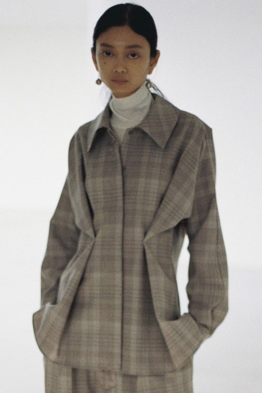 【シーオール/SEEALL】のチェック タック シャツ 人気、トレンドファッション・服の通販 founy(ファニー) 　ファッション　Fashion　レディースファッション　Fashion for Women　トップス・カットソー　Cut & Sew Tops　シャツ・ブラウス・オフィスカジュアル　Elegant Blouses & Button-Ups　スリーブ　Sleeve, Long Sleeve / Short Sleeve　チェック　Check, Plaid, Tartan　ロング　Long, Long-Length　エレガント 上品　Elegant　other-8|ID: prp329100004607237 ipo3291000000034955876