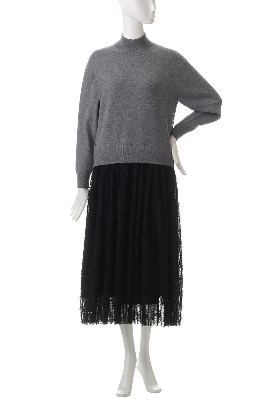 【デザイン ワークス/DESIGN WORKS】のチュールフリルニットワンピース 人気、トレンドファッション・服の通販 founy(ファニー) 　ファッション　Fashion　レディースファッション　Fashion for Women　ワンピース　Dresses　ニットワンピース　Knit Dresses　チュニック　Tunic Tops & Dresses　シアー　Sheer, See-Through　シューズ　Shoes, Footwear　シンプル　Simple, Minimal　チュニック　Tunic, Long Top　ドレス　Dress, One-Piece　パーティ　Party, Party Style　ロング　Long, Long-Length　other-2|ID: prp329100004607246 ipo3291000000034954996