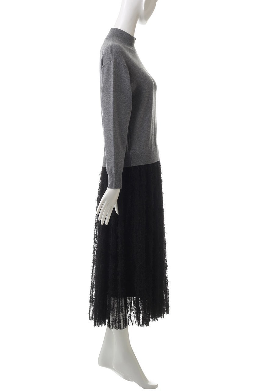 【デザイン ワークス/DESIGN WORKS】のチュールフリルニットワンピース 人気、トレンドファッション・服の通販 founy(ファニー) 　ファッション　Fashion　レディースファッション　Fashion for Women　ワンピース　Dresses　ニットワンピース　Knit Dresses　チュニック　Tunic Tops & Dresses　シアー　Sheer, See-Through　シューズ　Shoes, Footwear　シンプル　Simple, Minimal　チュニック　Tunic, Long Top　ドレス　Dress, One-Piece　パーティ　Party, Party Style　ロング　Long, Long-Length　other-3|ID: prp329100004607246 ipo3291000000034954998