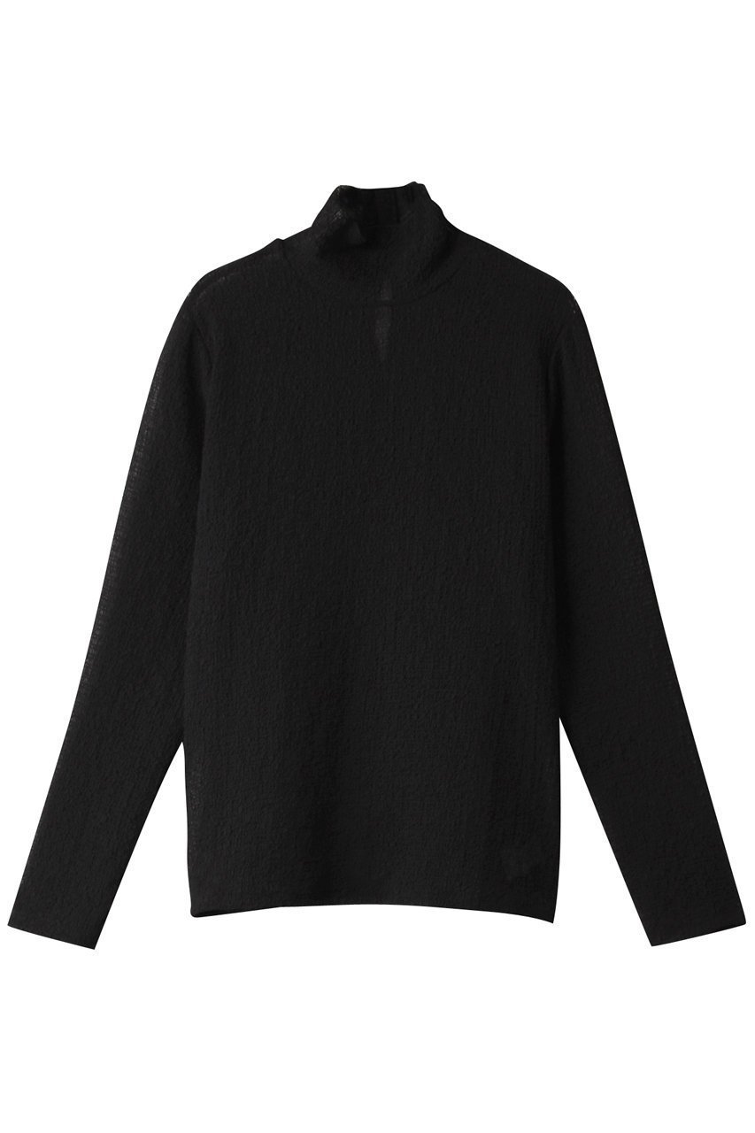 【リムアーク/RIM.ARK】のStretch seersucker tops/トップス インテリア・キッズ・メンズ・レディースファッション・服の通販 founy(ファニー) 　ファッション　Fashion　レディースファッション　Fashion for Women　トップス・カットソー　Cut & Sew Tops　シャツ・ブラウス・オフィスカジュアル　Elegant Blouses & Button-Ups　ロングTシャツ・Tシャツ　Longline T-Shirts & Tees　カットソー・ベーシックTシャツ　Cut-and-Sewn Tops / Stretch Tees & Basics　インナー　Innerwear　シアー　Sheer, See-Through　シンプル　Simple, Minimal　スリーブ　Sleeve, Long Sleeve / Short Sleeve　ロング　Long, Long-Length　ブラック|ID: prp329100004607248 ipo3291000000032888512