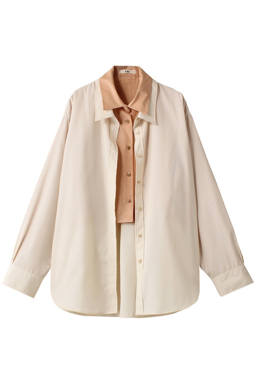 【ウーア/Uhr】のダブルシャツ インテリア・キッズ・メンズ・レディースファッション・服の通販 founy(ファニー) 　ファッション　Fashion　レディースファッション　Fashion for Women　トップス・カットソー　Cut & Sew Tops　シャツ・ブラウス・オフィスカジュアル　Elegant Blouses & Button-Ups　なめらか　Smooth, Silky Texture　ショート　Short, Short Length　スリーブ　Sleeve, Long Sleeve / Short Sleeve　ダブル　Double, Double-Breasted　ロング　Long, Long-Length　アイボリー|ID: prp329100004607255 ipo3291000000034955895