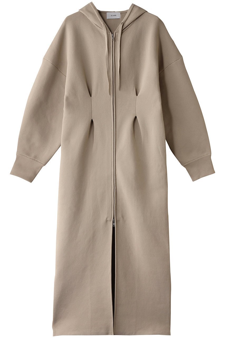 【クラネ/CLANE】のHOODED LONG KNIT ONEPIECE ワンピース インテリア・キッズ・メンズ・レディースファッション・服の通販 founy(ファニー) 　ファッション　Fashion　レディースファッション　Fashion for Women　ワンピース　Dresses　チュニック　Tunic Tops & Dresses　チュニック　Tunic, Long Top　フロント　Front, Front Design　ロング　Long, Long-Length　IVORY|ID: prp329100004607282 ipo3291000000032889697