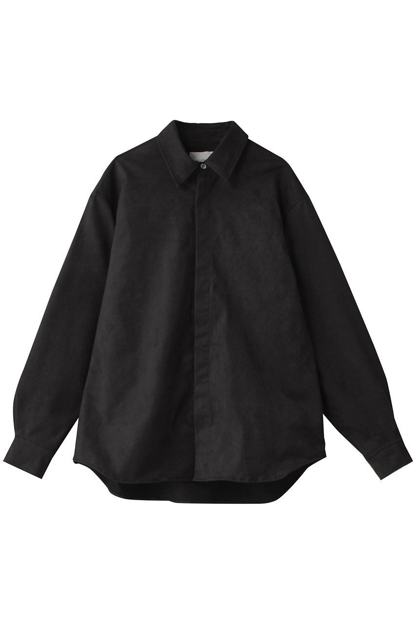 【ミディウミソリッド/MIDIUMISOLID】のsuede like shirt シャツ インテリア・キッズ・メンズ・レディースファッション・服の通販 founy(ファニー) 　ファッション　Fashion　レディースファッション　Fashion for Women　トップス・カットソー　Cut & Sew Tops　シャツ・ブラウス・オフィスカジュアル　Elegant Blouses & Button-Ups　オケージョン　Occasion Wear　シンプル　Simple, Minimal　スリーブ　Sleeve, Long Sleeve / Short Sleeve　バランス　Balance, Style Balance　ロング　Long, Long-Length　black|ID: prp329100004607285 ipo3291000000032889778