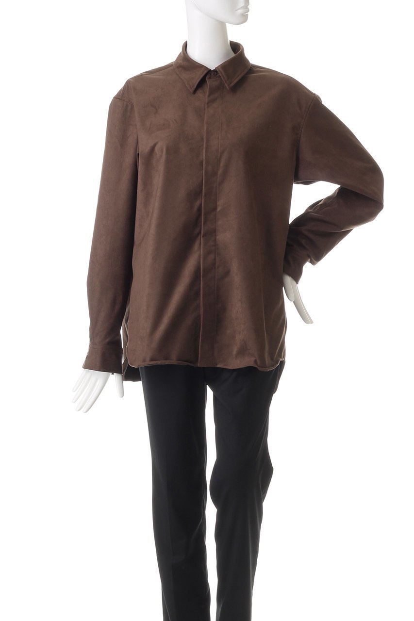 【ミディウミソリッド/MIDIUMISOLID】のsuede like shirt シャツ 人気、トレンドファッション・服の通販 founy(ファニー) 　ファッション　Fashion　レディースファッション　Fashion for Women　トップス・カットソー　Cut & Sew Tops　シャツ・ブラウス・オフィスカジュアル　Elegant Blouses & Button-Ups　オケージョン　Occasion Wear　シンプル　Simple, Minimal　スリーブ　Sleeve, Long Sleeve / Short Sleeve　バランス　Balance, Style Balance　ロング　Long, Long-Length　other-2|ID: prp329100004607285 ipo3291000000032889782