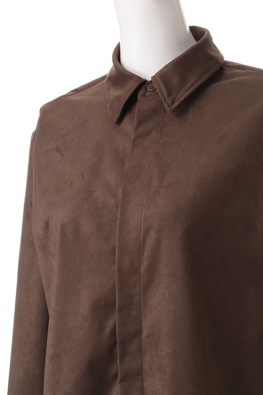 【ミディウミソリッド/MIDIUMISOLID】のsuede like shirt シャツ 人気、トレンドファッション・服の通販 founy(ファニー) 　ファッション　Fashion　レディースファッション　Fashion for Women　トップス・カットソー　Cut & Sew Tops　シャツ・ブラウス・オフィスカジュアル　Elegant Blouses & Button-Ups　オケージョン　Occasion Wear　シンプル　Simple, Minimal　スリーブ　Sleeve, Long Sleeve / Short Sleeve　バランス　Balance, Style Balance　ロング　Long, Long-Length　other-5|ID: prp329100004607285 ipo3291000000032889794