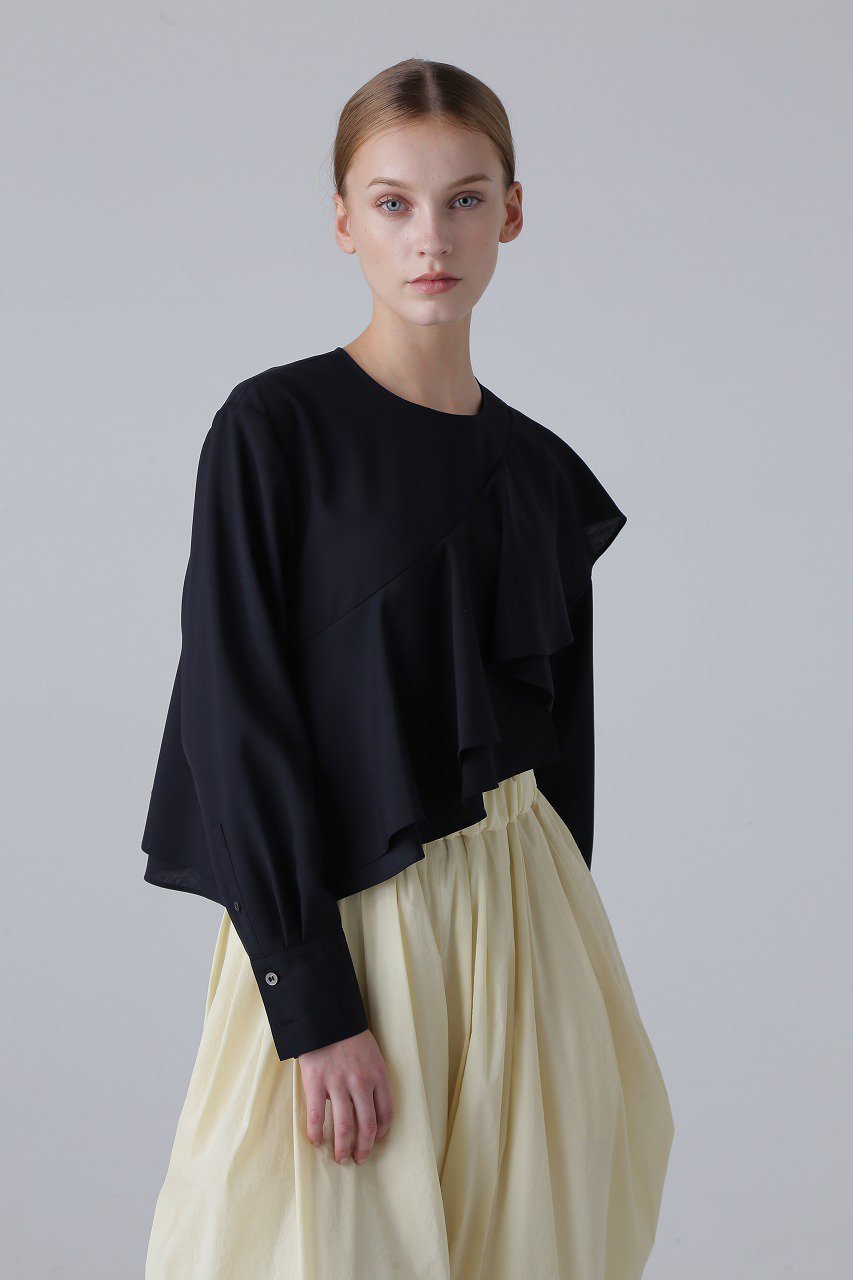 【アドーア/ADORE】のハイツイストトロピカルブラウス インテリア・キッズ・メンズ・レディースファッション・服の通販 founy(ファニー) 　ファッション　Fashion　レディースファッション　Fashion for Women　トップス・カットソー　Cut & Sew Tops　シャツ・ブラウス・オフィスカジュアル　Elegant Blouses & Button-Ups　おすすめ　Recommended / Our Picks　アシンメトリー　Asymmetrical Style　カッティング　Cutting Detail　カフス　Cuff Design　スリーブ　Sleeve, Long Sleeve / Short Sleeve　セットアップ　Set-Up, Coordinated Outfit　フレア　Flare, Flared　ランダム　Random, Irregular　ロング　Long, Long-Length　ネイビー|ID: prp329100004607287 ipo3291000000032889836