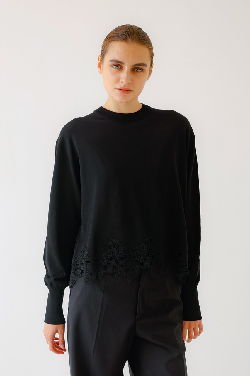 【デザイン ワークス/DESIGN WORKS】のヘムレースショート丈プルオーバー 人気、トレンドファッション・服の通販 founy(ファニー) 　ファッション　Fashion　レディースファッション　Fashion for Women　トップス・カットソー　Cut & Sew Tops　シャツ・ブラウス・オフィスカジュアル　Elegant Blouses & Button-Ups　カジュアルプルオーバー・ニットトップス　Pullovers & Knit Tops / Casual Pullovers　スリーブ　Sleeve, Long Sleeve / Short Sleeve　バランス　Balance, Style Balance　レース　Lace, Lace Fabric　ロング　Long, Long-Length　other-8|ID: prp329100004607292 ipo3291000000032890261