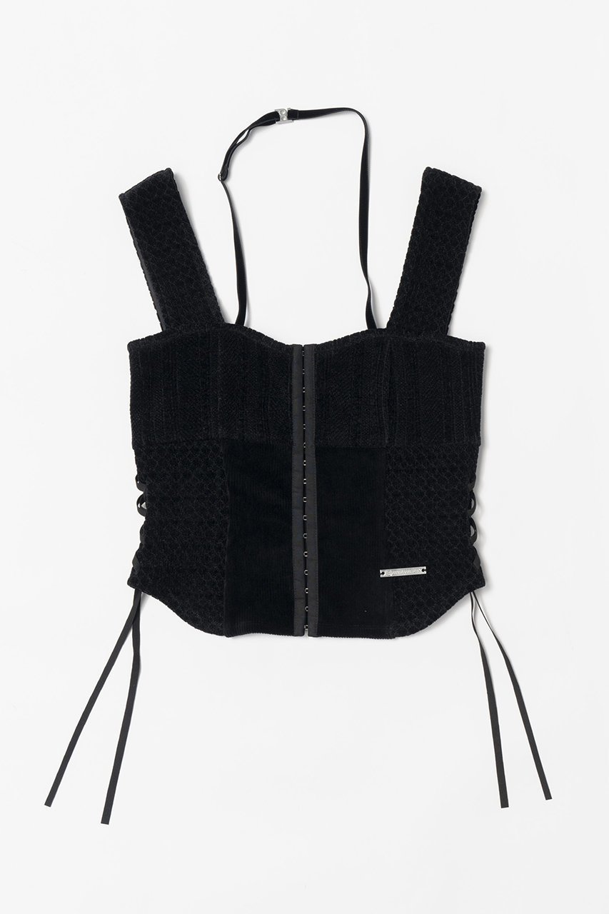 【プランク プロジェクト/PRANK PROJECT】のモールジャガードビスチェ / Mole Jacquard Bustier 人気、トレンドファッション・服の通販 founy(ファニー) 　ファッション　Fashion　レディースファッション　Fashion for Women　トップス・カットソー　Cut & Sew Tops　キャミソール&ノースリーブ　Camisoles & Sleeveless Tops　シャツ・ブラウス・オフィスカジュアル　Elegant Blouses & Button-Ups　ビスチェ　Bustiers & Corset Tops / Layered Bustier Style　カットソー　Cut and Sewn Top　クラシック　Classic, Timeless Style　コーデュロイ　Corduroy, Cord Fabric　ジャカード／ジャガード　Jacquard, Woven Pattern　ドッキング　Docking, Mixed Material　ノースリーブ　Sleeveless, No-Sleeve　パッチワーク　Patchwork, Mixed Fabric　ビスチェ　Bustier, Corset Top　フロント　Front, Front Design　ベロア　Velour, Soft Velvet　エレガント 上品　Elegant　畦　Ribbed Knit　 other-1|ID: prp329100004607304 ipo3291000000032890713