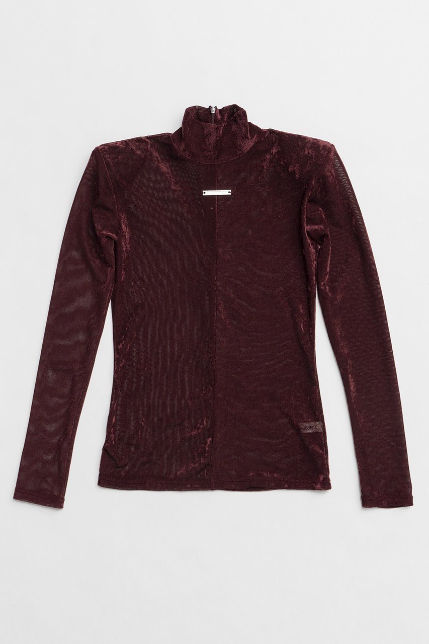 【プランク プロジェクト/PRANK PROJECT】のベロアメッシュタートルネック / Velour Mesh Turtleneck Top インテリア・キッズ・メンズ・レディースファッション・服の通販 founy(ファニー) 　ファッション　Fashion　レディースファッション　Fashion for Women　トップス・カットソー　Cut & Sew Tops　シャツ・ブラウス・オフィスカジュアル　Elegant Blouses & Button-Ups　ロングTシャツ・Tシャツ　Longline T-Shirts & Tees　カットソー・ベーシックTシャツ　Cut-and-Sewn Tops / Stretch Tees & Basics　ベロアトップス　Velour Tops / Velvet-Look Items　タートルネック・ハイネックトップス　Turtlenecks & High-Neck Tops　おすすめ　Recommended / Our Picks　インナー　Innerwear　シンプル　Simple, Minimal　ストレッチ　Stretch, Stretchy Fabric　スリーブ　Sleeve, Long Sleeve / Short Sleeve　ベロア　Velour, Soft Velvet　メッシュ　Mesh, Net Fabric　ロング　Long, Long-Length　A/W・秋冬　Autumn/Winter　BRD(ボルドー)|ID: prp329100004607326 ipo3291000000032891299
