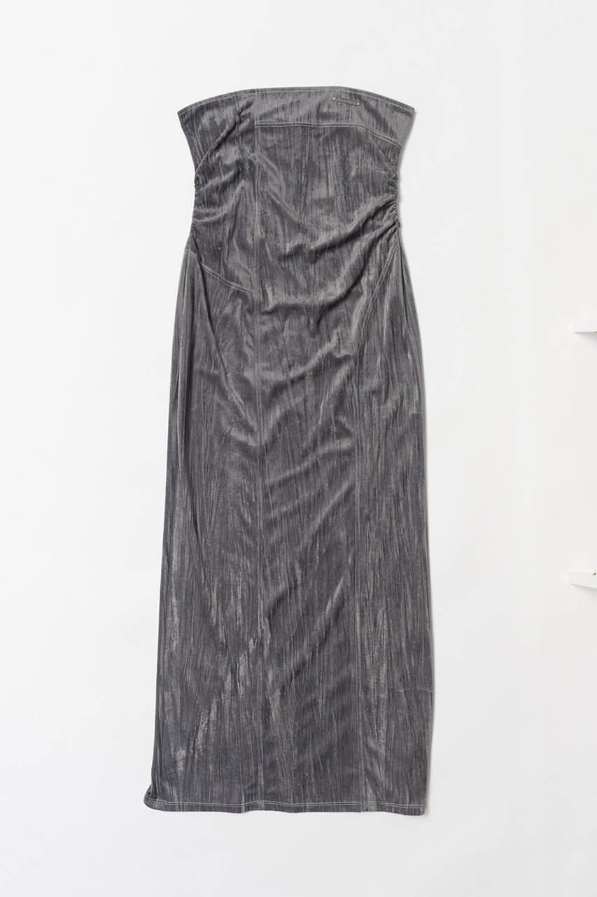 【プランク プロジェクト/PRANK PROJECT】のクラッシュベロアベアワンピース / Crushed Velour Bare Dress インテリア・キッズ・メンズ・レディースファッション・服の通販 founy(ファニー) 　ファッション　Fashion　レディースファッション　Fashion for Women　ワンピース　Dresses　フォーマル・パーティードレス・結婚式用ドレス　Elegant & Casual Dresses　チュニック　Tunic Tops & Dresses　おすすめ　Recommended / Our Picks　インナー　Innerwear　キャミワンピース　Cami Dress, Slip Dress　ギャザー　Gathered, Ruffled　クラッシュ　Distressed, Crashed Style　ストレート　Straight, Straight Cut　スリット　Slit, Slit Detail　チュニック　Tunic, Long Top　ベロア　Velour, Soft Velvet　ロング　Long, Long-Length　GRY(グレー)|ID: prp329100004607330 ipo3291000000032891384